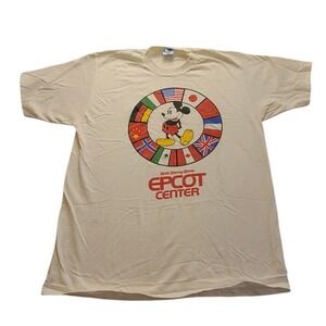 Vintage Disney EPCOT Center Mickey Mouse World Showcase Flag T-Shirt Men's XL US